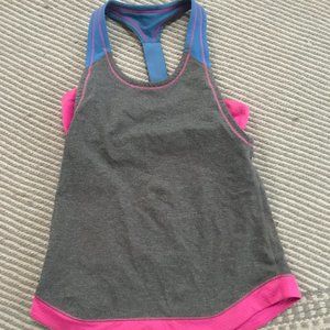 Ivviva girls athletic grey pink and blue tank top